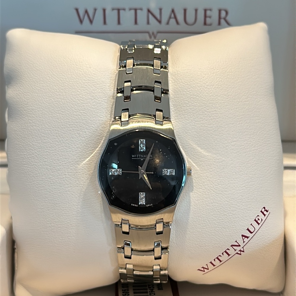 DIAMOND NWT  SILVER BRACELET LADIES WATCH WITTNAUR SWISS NEW IN BOX